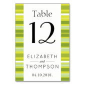 グリーンのストライプ、ライン、ストライプ柄、ウェディング テーブルナンバー (裏面)