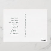 グリーンのスノーグローブクリスマスフォト 箔シーズンポストカード (裏面)