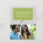 グリーンのスピーチバブル&ストライプのホリデー フラットカード シーズンカード (正面/裏面)