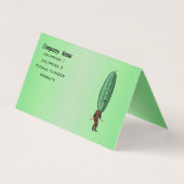 グリーンのスーツを着た大きなピクルスの頭と顔を持つ人 名刺 (裏面)