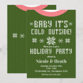 グリーンのセーターでクリスマスパーティーを盛り上げよう Baby It's Cold Outside 招待状 (正面/裏面)