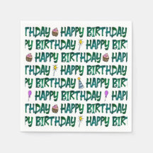 グリーンのタイポグラフィHappy Birthdayパターン 