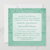 グリーンのダマスクフォーマル結婚式の四角い招待状 招待状 (裏面)