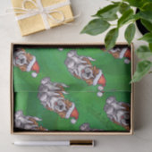 グリーンのハットパターンのかわいいセントバーナード 薄葉紙 (ギフト)