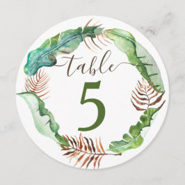 グリーンのバナナの葉のテーブルナンバー 招待状