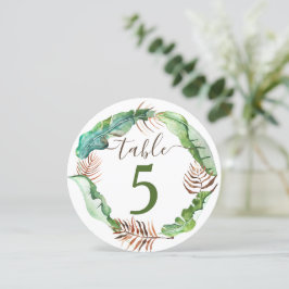 グリーンのバナナの葉のテーブルナンバー 招待状