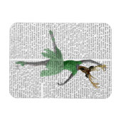 グリーンのバレエ鹿 マグネット (横)