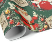 グリーンのビンテージホリデーシーズンの喜び ラッピングペーパー (ロールコーナー)