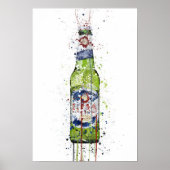 グリーンのビールボトル ウォールアート 印刷物 (正面)