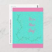 グリーンのピンクの花芽つる植物 ポストカード (正面/裏面)