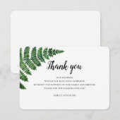 グリーンのフェルンありがとう。夏の花のウェディングノート サンキューカード (正面/裏面)