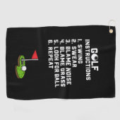 グリーンのフラッグホールでのゴルフ指導スイング ゴルフタオル (横)