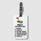 グリーンのフラッグホールでのゴルフ指導スイング ラゲッジタグ (正面縦)