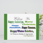 グリーンのマルチホリデーグリーティング シーズンカード (スタンド正面)