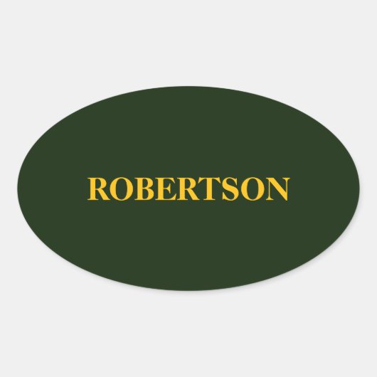 グリーンのミニマリストのカスタム名札  楕円形シール (正面)