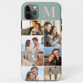 グリーンのモノグラム入り7枚フォトコラージュ Case-Mate iPhoneケース (裏面)