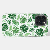グリーンのモンステラ模様 iPhoneケース (裏面横)