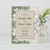 グリーンのユーカリのウェディング・インビテーション 招待状 (スタンド正面)