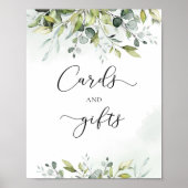 グリーンのユーカリの水彩カードとギフト ポスター (正面)