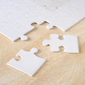 グリーンのユーカリの花のブライズシャワー名と日付 ジグソーパズル (側面)