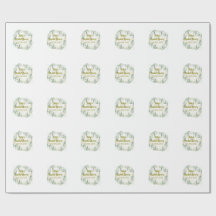 グリーンのユーカリの花のブライズシャワー名と日付