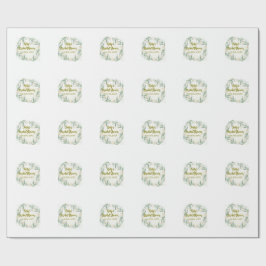 グリーンのユーカリの花のブライズシャワー名と日付 ラッピングペーパー