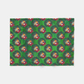 グリーンのリースパターンの9ボール フリースブランケット (正面(横))