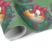 グリーンのリースパターンの9ボール ラッピングペーパー (ロールコーナー)