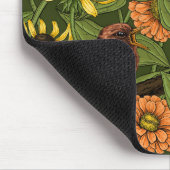 グリーンのレンツと花 マウスパッド (コーナー)