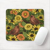 グリーンのレンツと花 マウスパッド (マウス)