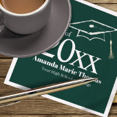 グリーンの卒業スクリプト名クラス年デザイン スタンダードカクテルナプキン