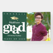 グリーンの卒業写真金ゴールドモダンはっきりしたキャップ 横断幕 (横)