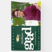 グリーンの卒業写真金ゴールドモダンはっきりしたキャップ 横断幕 (縦)