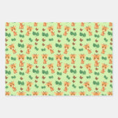 グリーンの可愛いキリン ラッピングペーパーシート (正面3)