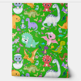 グリーンの可愛い恐竜の模様 | 壁紙