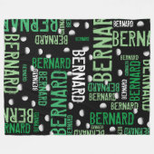 グリーンの名前とゴルフボールがブラック全域 フリースブランケット (正面(横))