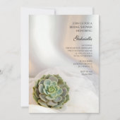 グリーンの多肉植物と白のウェディングシャワーのおしゃれな招待状 招待状 (正面)