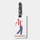 グリーンの女王 |アメリカ国旗のゴルフプレーヤー ラゲッジタグ (裏面縦)
