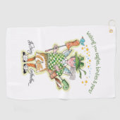 グリーンの妖精のゴールドマザー立ち ゴルフタオル (横)