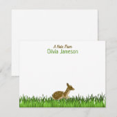 グリーンの子供の名前 森の動物 ノートカード (正面/裏面)