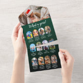 グリーンの年を振り返る マルチフォトコラージュ クリスマス オールインワン招待状 (貼ってはがせる)