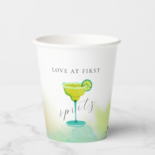 グリーンの恋は最初のスプリッツ ブライダルシャワー 紙コップ (正面)