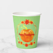 グリーンの感謝祭かぼちゃ 紙コップ (裏面)