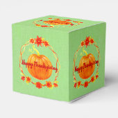 グリーンの感謝祭の水色かぼちゃのマッチング フェイバーボックス (裏面サイド)