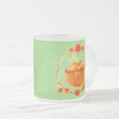 グリーンの感謝祭の水色かぼちゃのマッチング フロストグラスマグカップ (正面右)