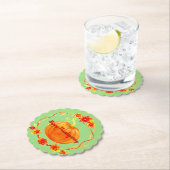 グリーンの感謝祭の水色かぼちゃのマッチング ペーパーコースター (インサイチュ)