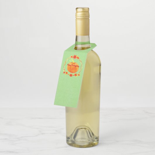 グリーンの感謝祭の水色かぼちゃのマッチング ボトルネックタグ (アングル)