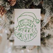 グリーンの手描きサンタクロース メリークリスマス ノンフォト シーズンカード