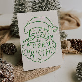 グリーンの手描きサンタクロース メリークリスマス ノンフォト シーズンカード