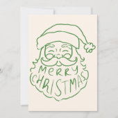 グリーンの手描きサンタクロース メリークリスマス ノンフォト シーズンカード (正面)
